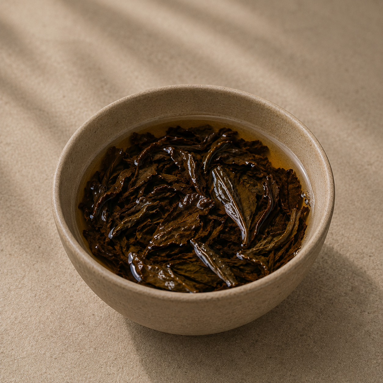 Steeped Da Hong Pao oolong tea leaves after infusion