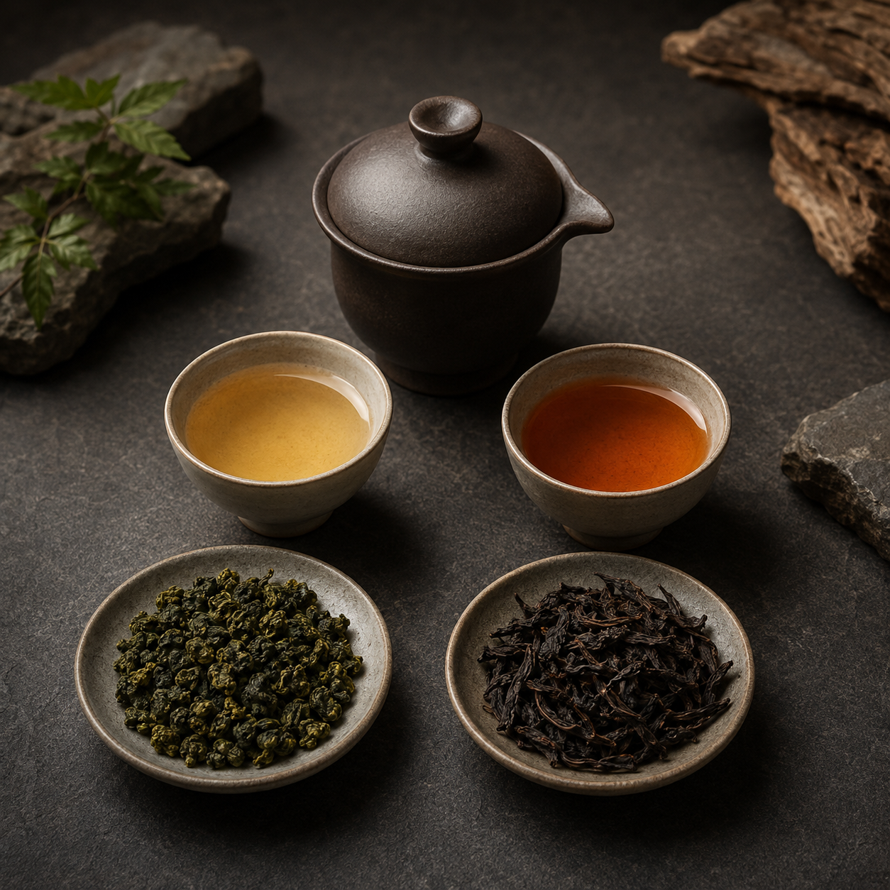 Tie Guan Yin aus Anxi und Da Hong Pao aus Wuyishan mit zwei Aufgüssen